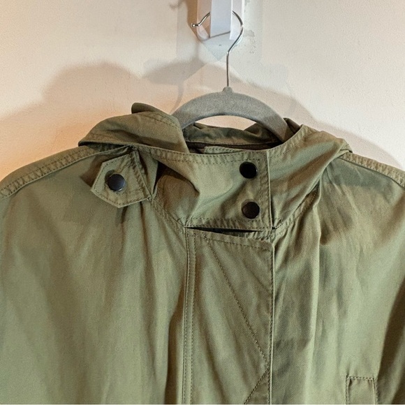 ZARA Sz M-L Trench Hooded Full Zip Snaps  Drawstring Military Cargo Style Coat - Picture 3 of 15
